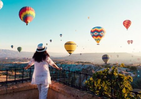 Woman, Hot Air Balloon, Sunrise - Dawn, Asia, Cappadocia